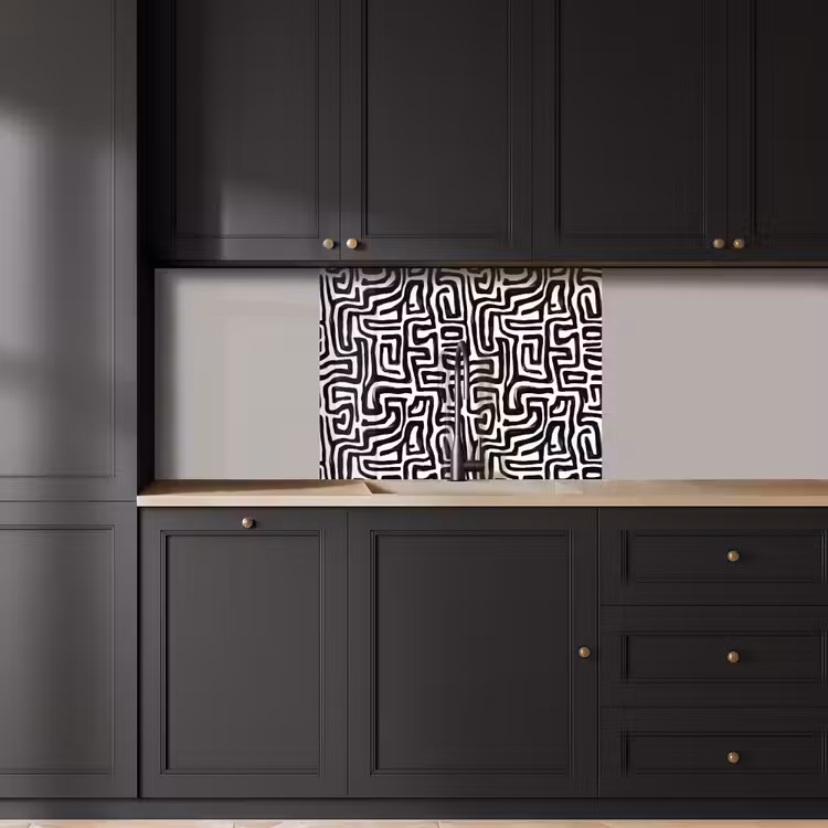 Revestimiento cocina - Gráfico - Líneas - Blanco y negro — 5