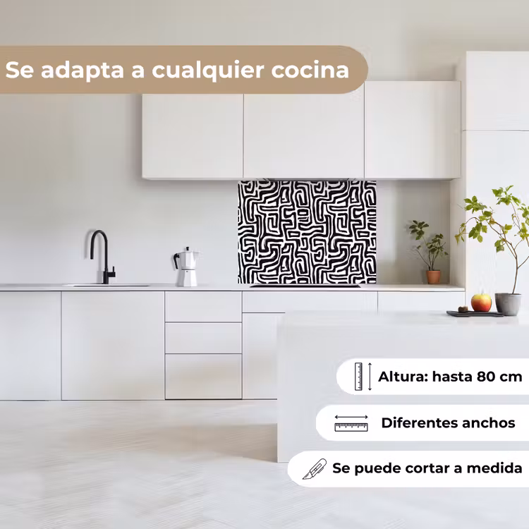 Revestimiento cocina - Gráfico - Líneas - Blanco y negro — 6