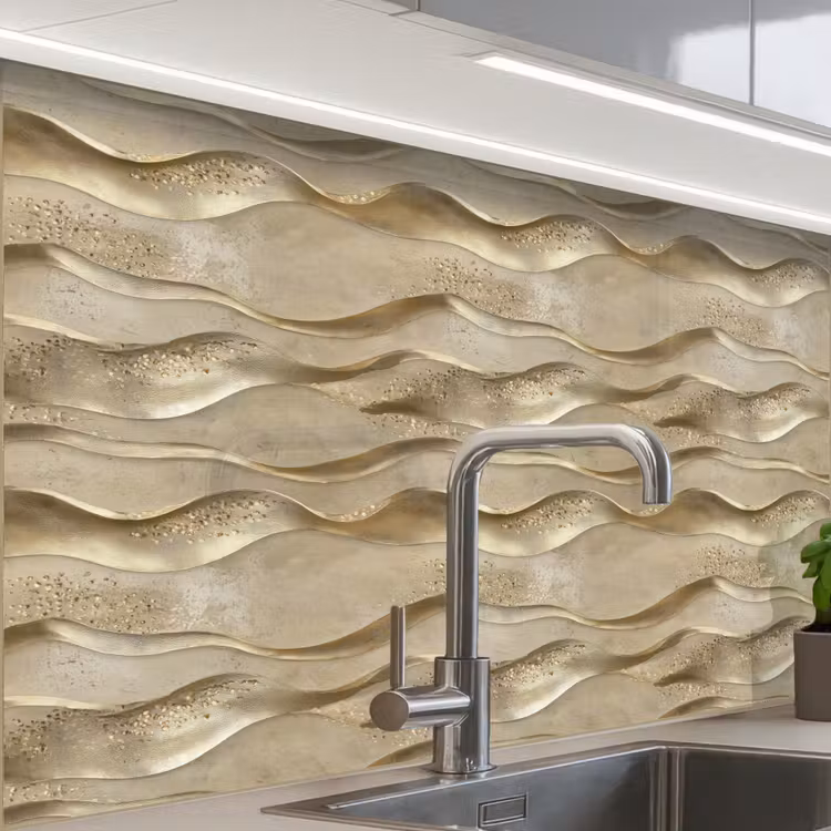 Revestimiento cocina - Ondas - Patrón - Oro — 1
