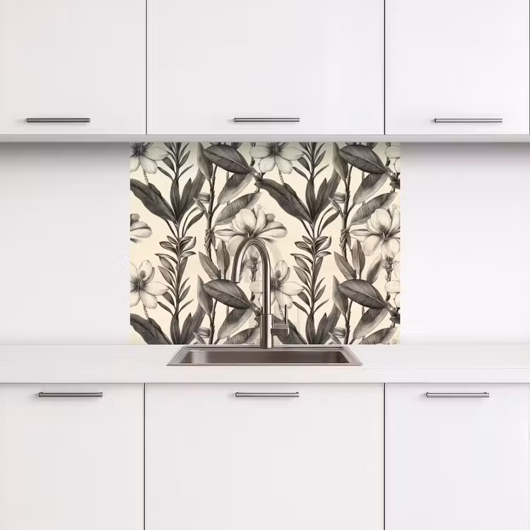 Revestimiento cocina - Clásico - Botánico - Negro - Beige — 3