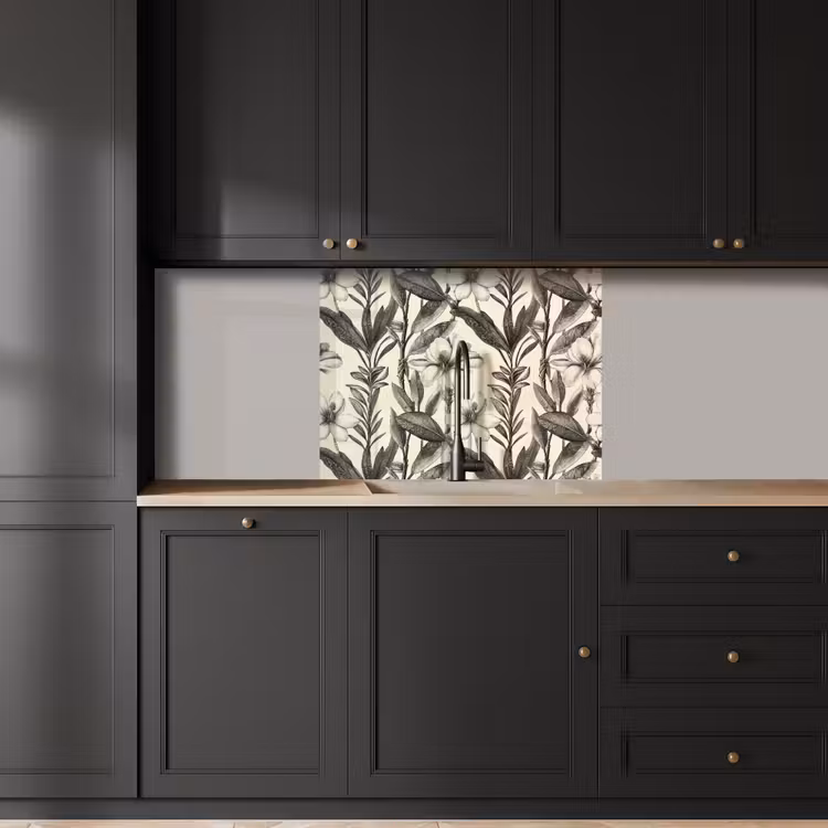 Revestimiento cocina - Clásico - Botánico - Negro - Beige — 5
