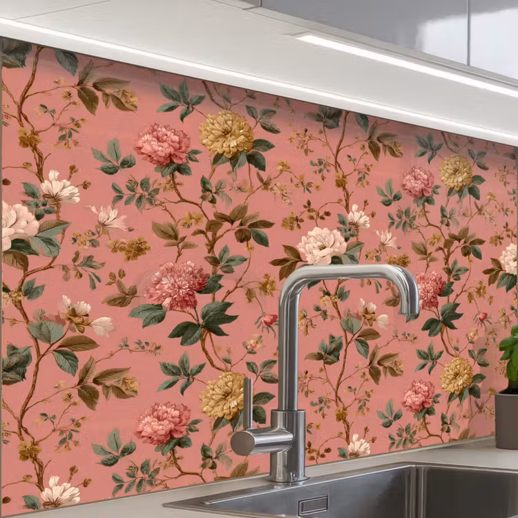 Revestimiento cocina - Clásico - Botánico - Rosa — 1