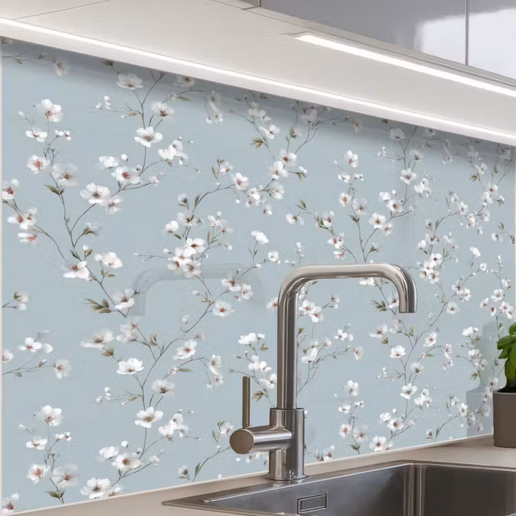 Revestimiento cocina - Clásico - Flores - Azul — 1