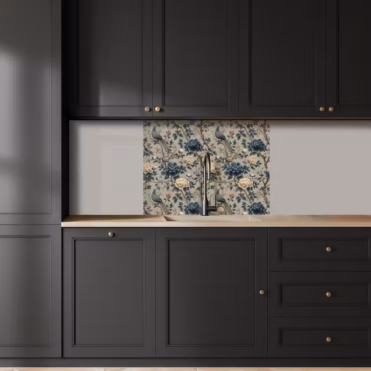 Revestimiento cocina - Pavo real - Flores - Azul — 5