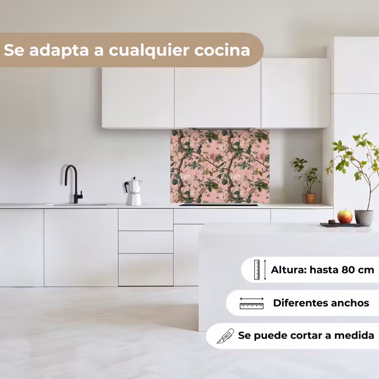 Revestimiento cocina - Peonías - Botánico - Pájaro — 6