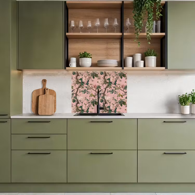 Revestimiento cocina - Peonías - Botánico - Pájaro — 7