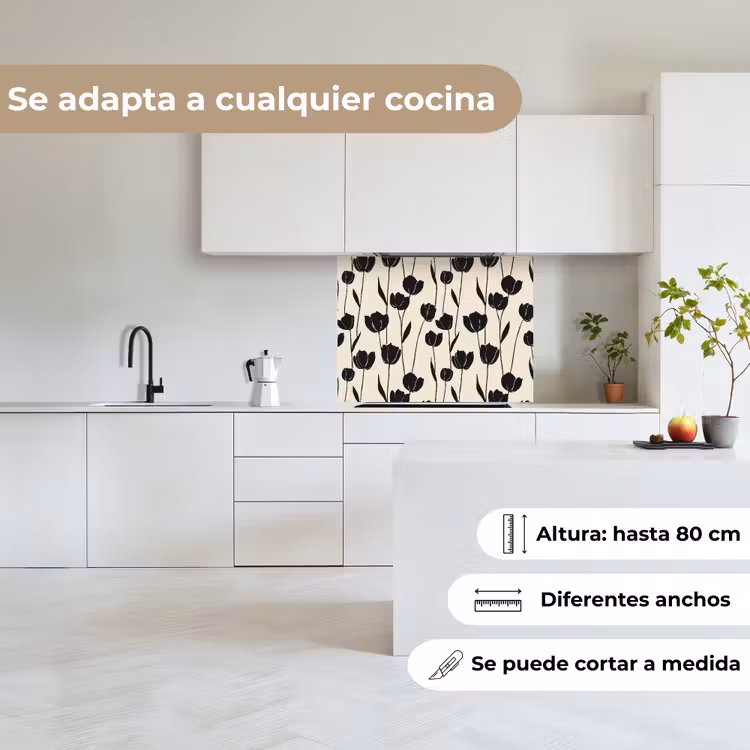 Revestimiento cocina - Tulipanes - Patrón - Negro — 6