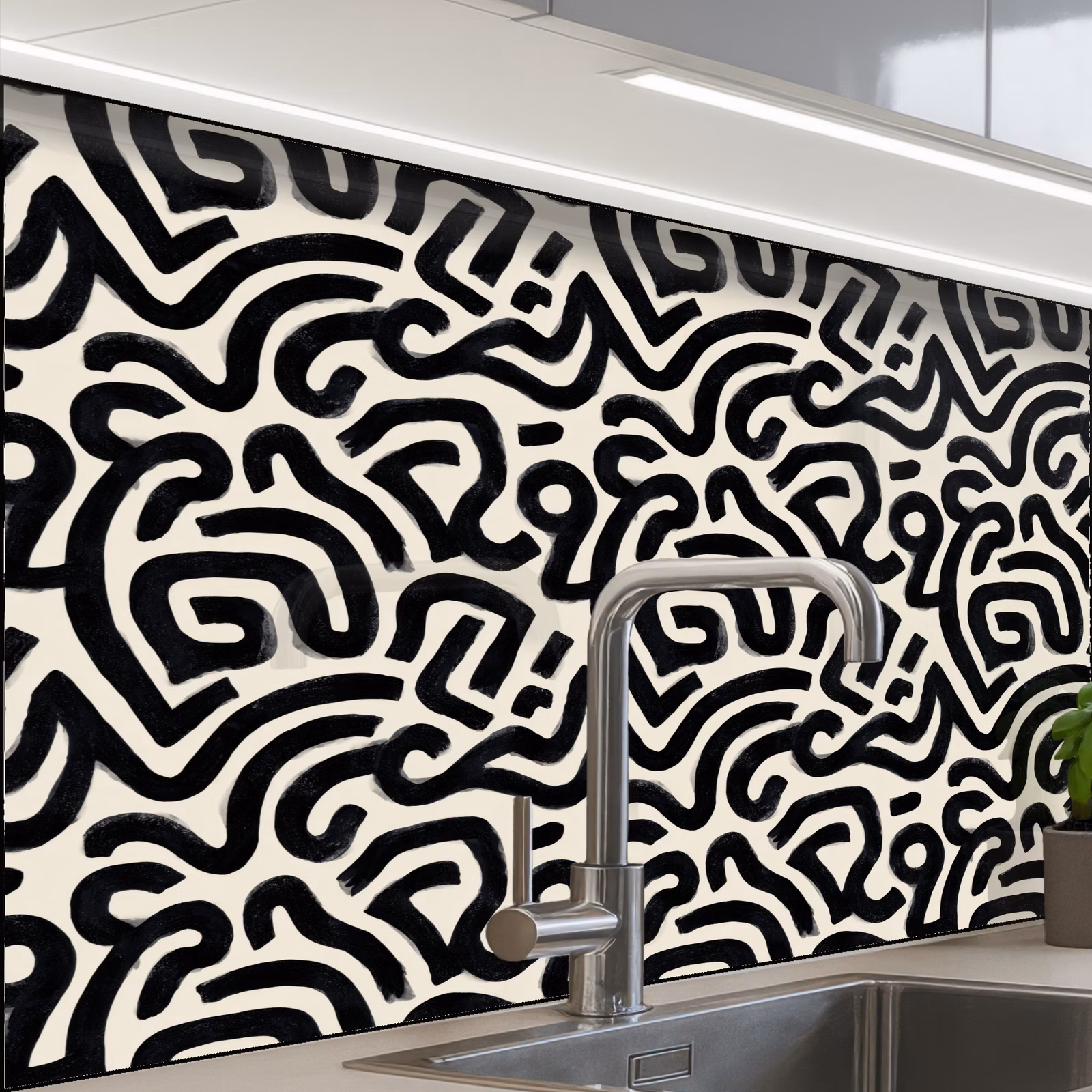 Revestimiento cocina - Moderno - Abstracto - Negro — 1