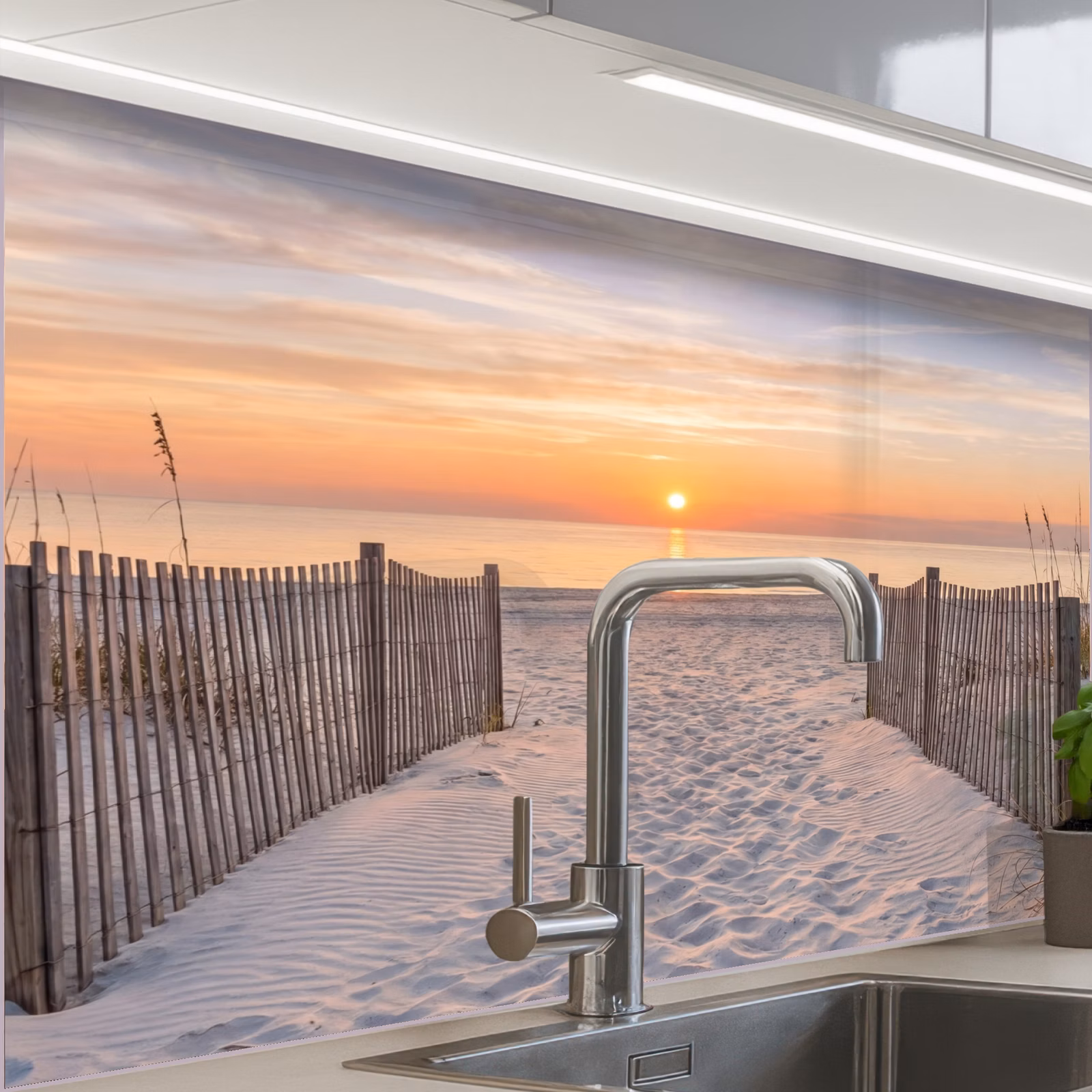Revestimiento cocina - Puesta de sol - Playa - Arena — 1