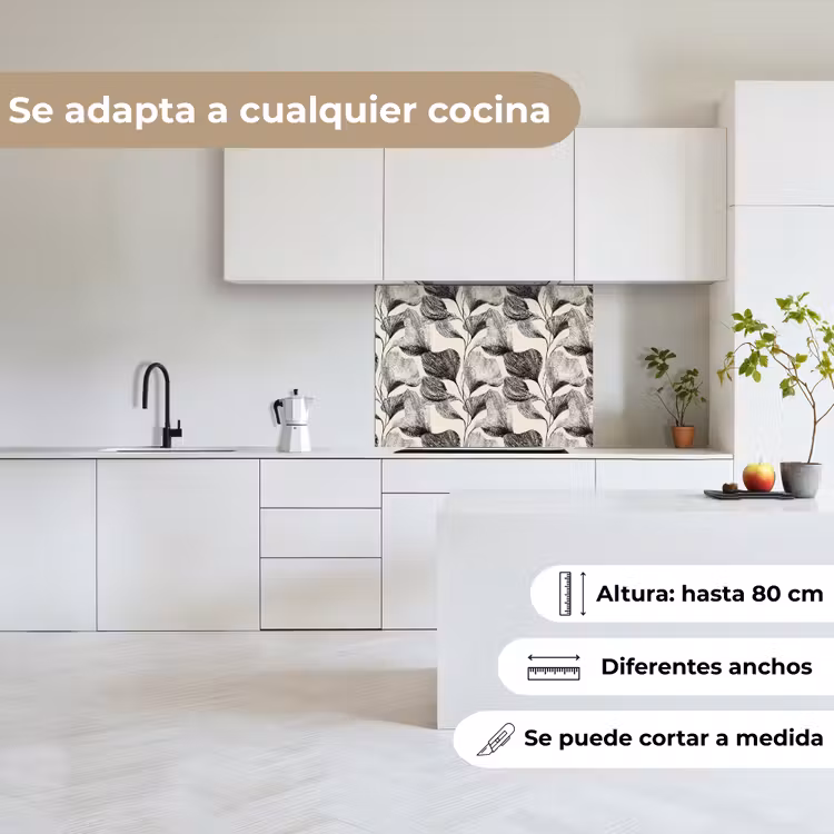 Revestimiento cocina - Botánico - Hojas - Negro — 6