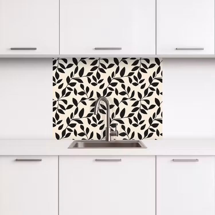 Revestimiento cocina - Elegante - Estampado - Negro - Beige — 3