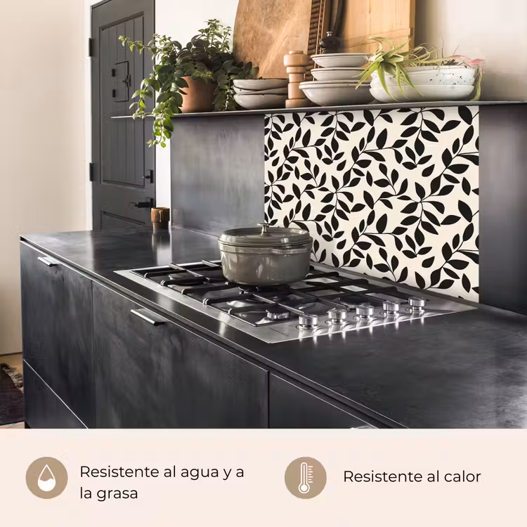 Revestimiento cocina - Elegante - Estampado - Negro - Beige — 4