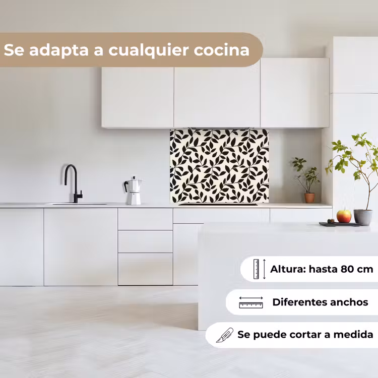 Revestimiento cocina - Elegante - Estampado - Negro - Beige — 6