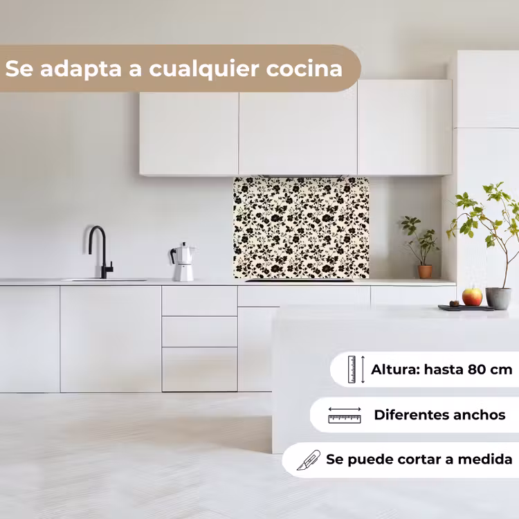 Revestimiento cocina - Flores - Patrón - Negro — 6