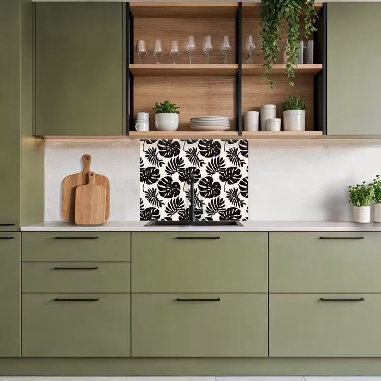 Revestimiento cocina - Moderno - Monstera - Negro — 7