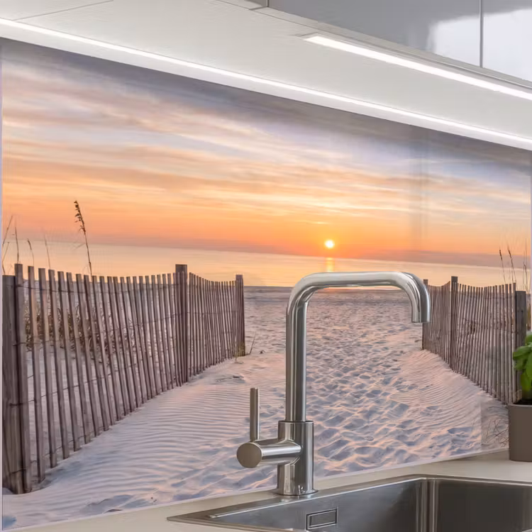 Revestimiento cocina - Puesta de sol - Playa - Arena — 1
