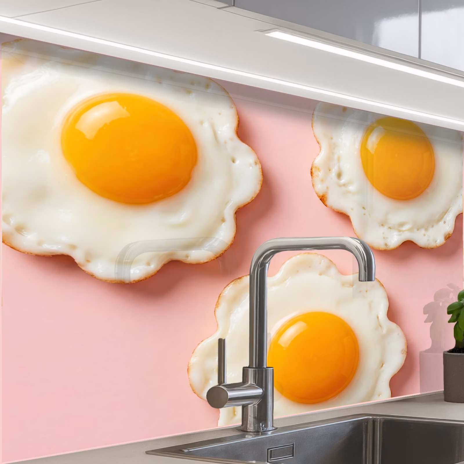 Revestimiento cocina - Huevos - Flor - Rosa — 1