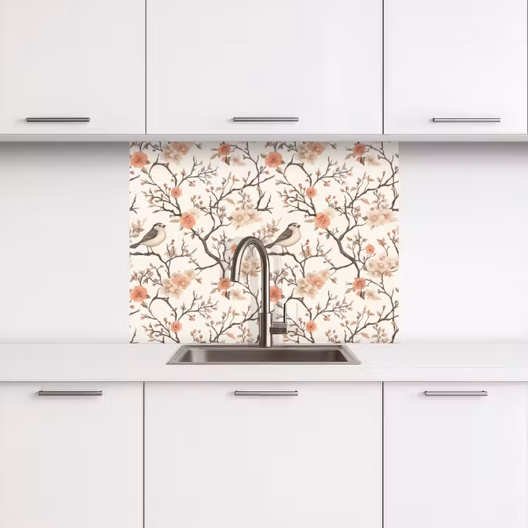 Revestimiento cocina - Cerezo en flor - Gorrión - Rosa — 3