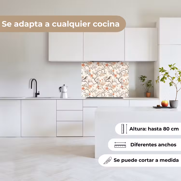 Revestimiento cocina - Cerezo en flor - Gorrión - Rosa — 6