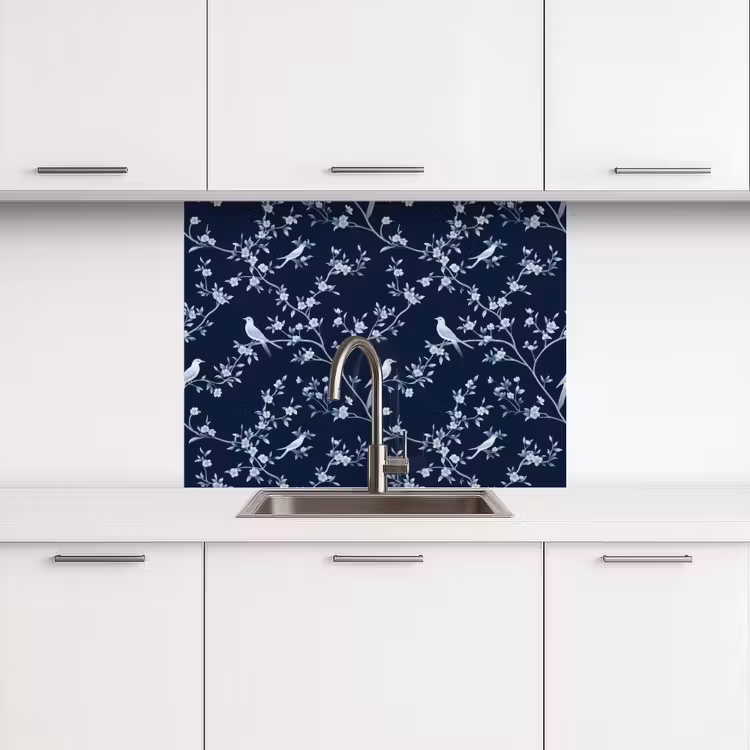 Revestimiento cocina - Gráfico - Rama en flor - Azul — 3