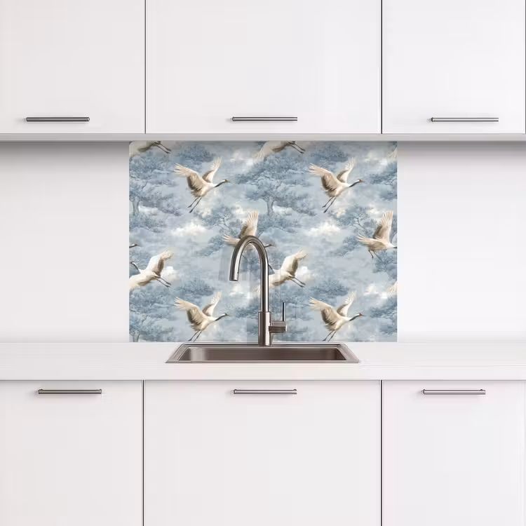 Revestimiento cocina - Nubes - Grullas - Azul — 3