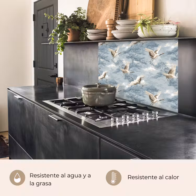 Revestimiento cocina - Nubes - Grullas - Azul — 4
