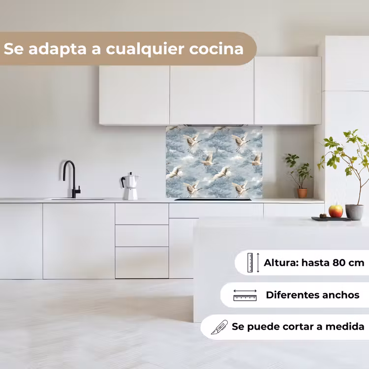 Revestimiento cocina - Nubes - Grullas - Azul — 6