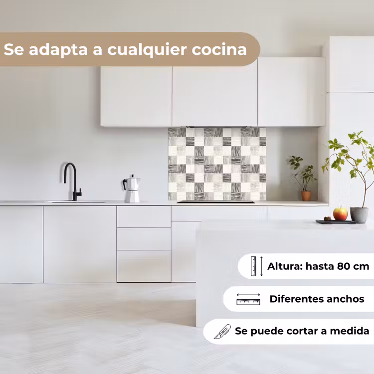 Revestimiento cocina - Patrón - Tablero de ajedrez - Grano de madera — 6