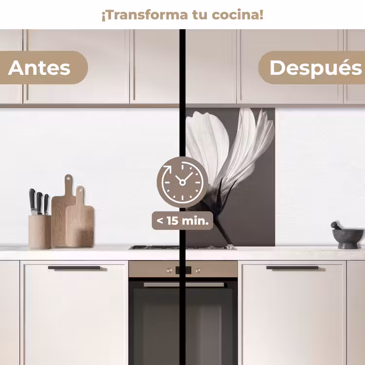 Revestimiento cocina - Flor - Minimalista - Negro - Blanco — 2