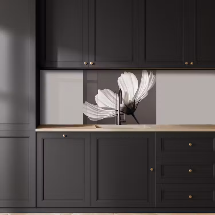 Revestimiento cocina - Flor - Minimalista - Negro - Blanco — 5