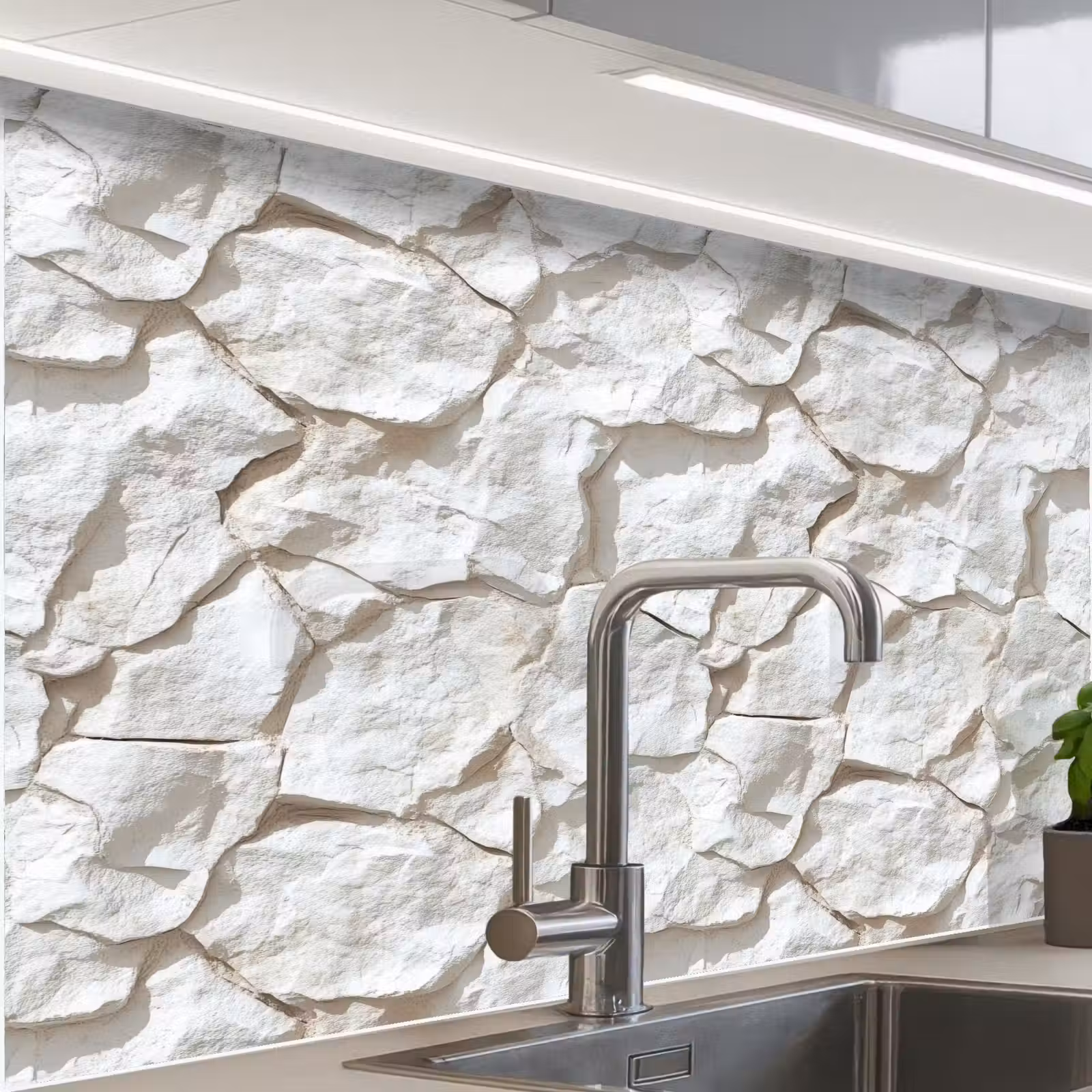 Revestimiento cocina - Estructura - Roca - Blanco — 1