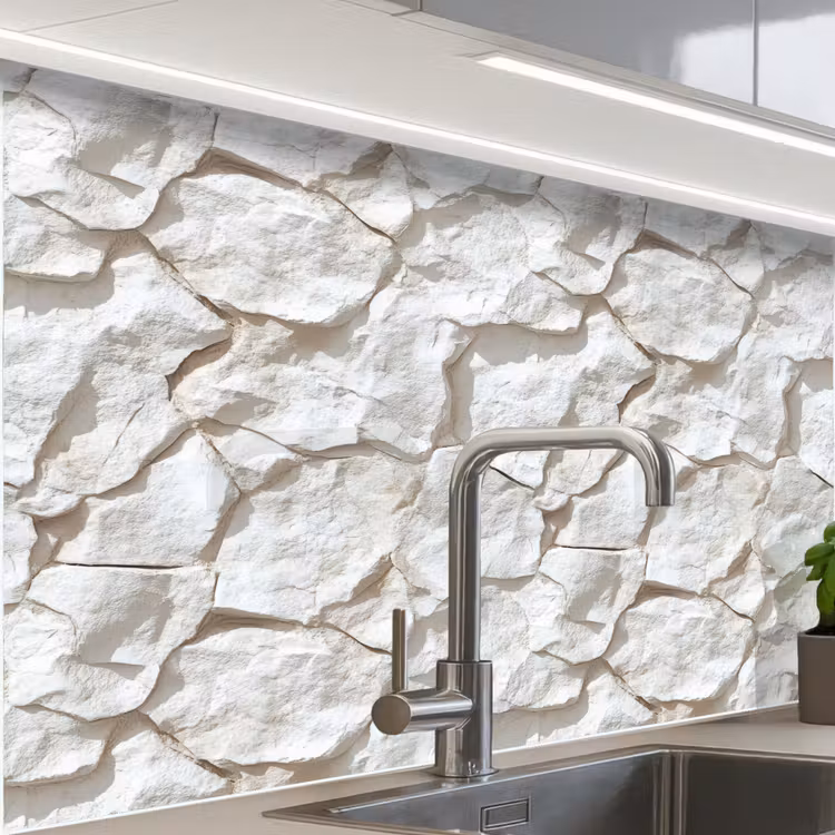 Revestimiento cocina - Estructura - Roca - Blanco — 1