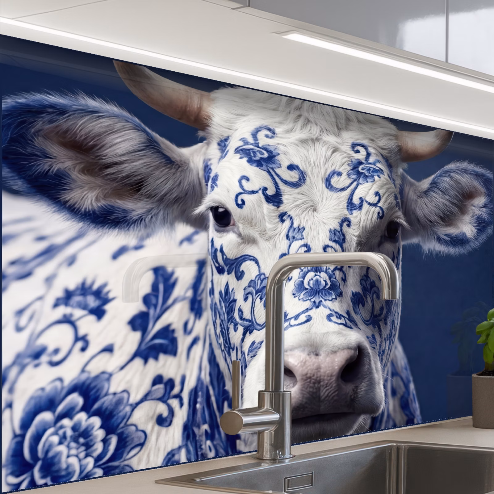 Revestimiento cocina - Vaca - Delfts - Azul - Artístico — 1