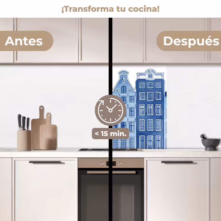 Revestimiento cocina - Acuarela - Casas del canal - Delftware — 2