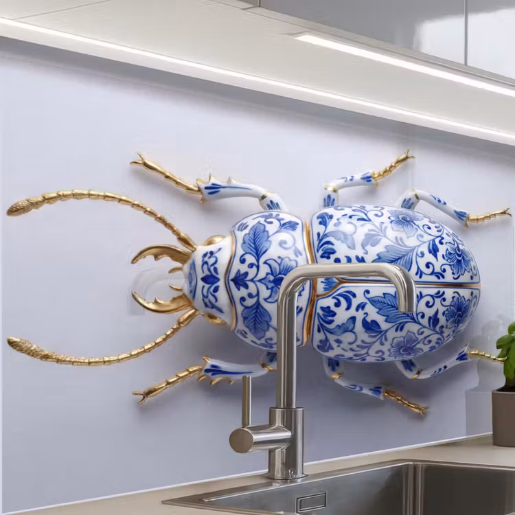 Revestimiento cocina - Escarabajo - Delfts - Azul - Oro — 1