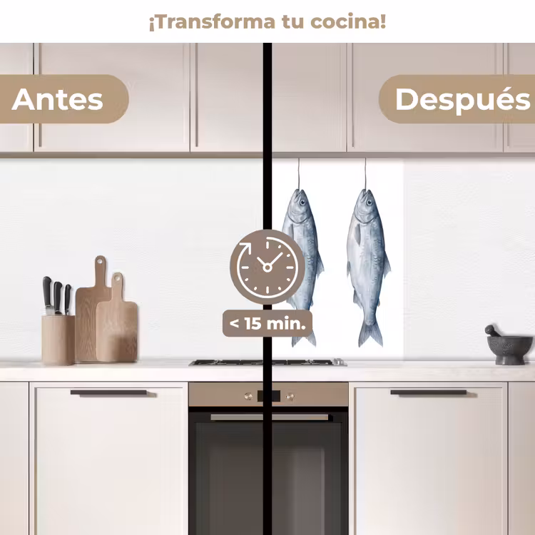 Revestimiento cocina - Pez - Ilustración - Azul de Delft — 2