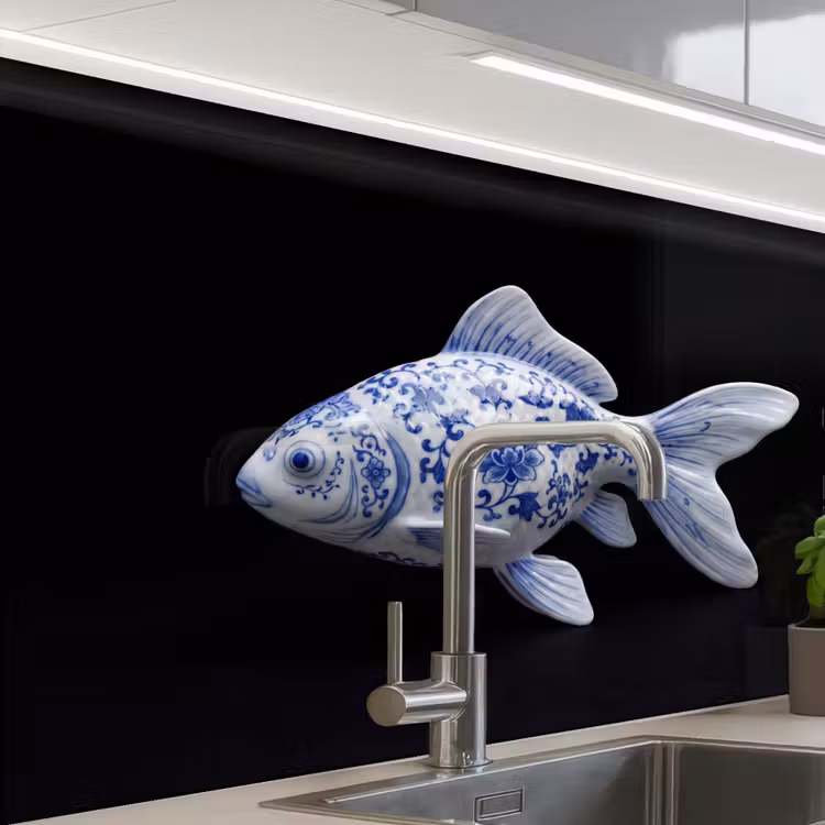 Revestimiento cocina - Porcelana - Peces dorados - Delftware — 1