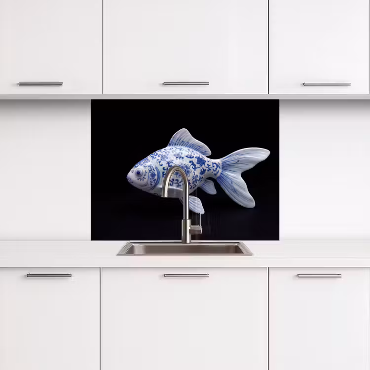 Revestimiento cocina - Porcelana - Peces dorados - Delftware — 3