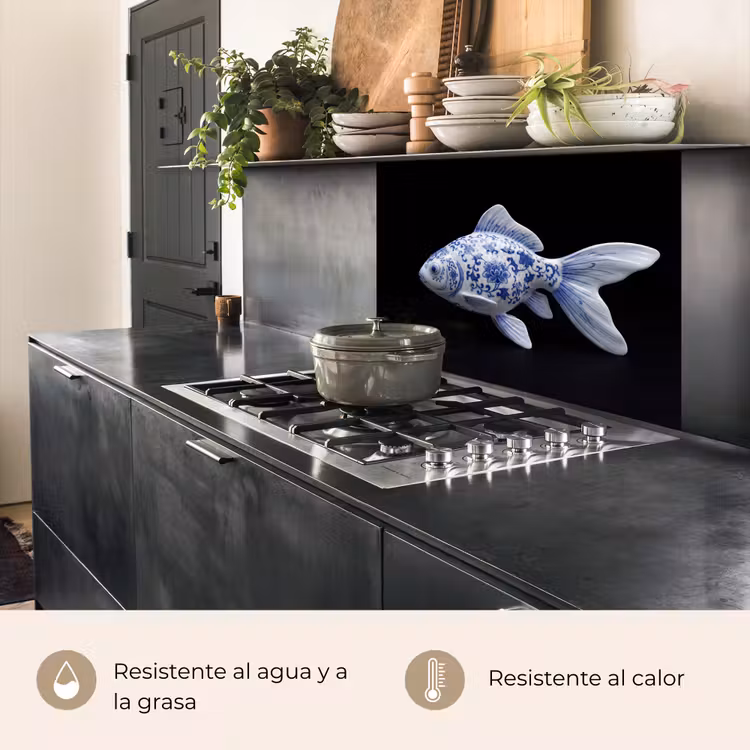 Revestimiento cocina - Porcelana - Peces dorados - Delftware — 4