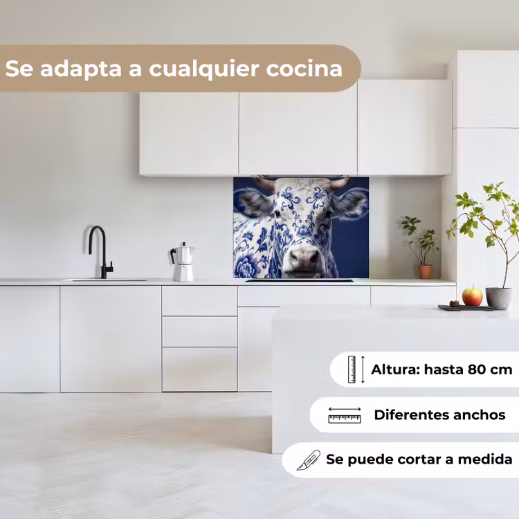 Revestimiento cocina - Vaca - Delfts - Azul - Artístico — 6