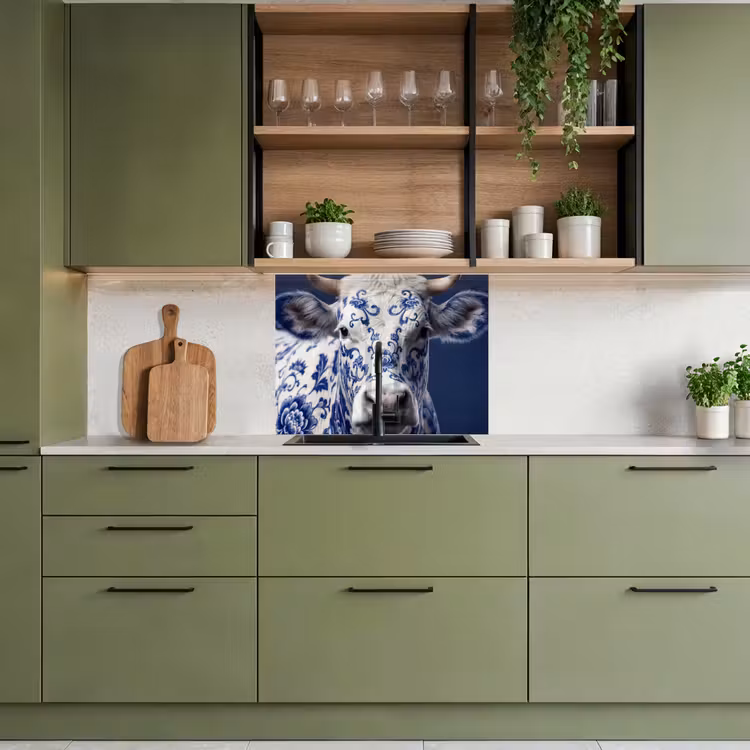 Revestimiento cocina - Vaca - Delfts - Azul - Artístico — 7