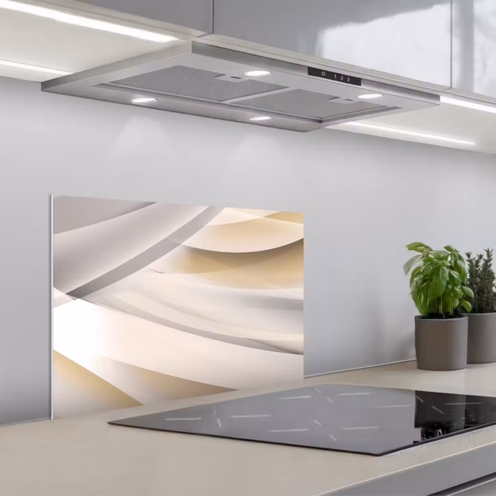 Salpicaderos de cocina - Olas - Abstracto - Beige — 1