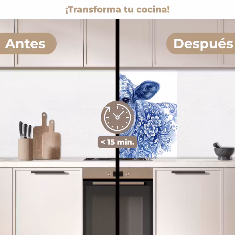 Revestimiento cocina - Ilustración - Vaca - Azul — 2