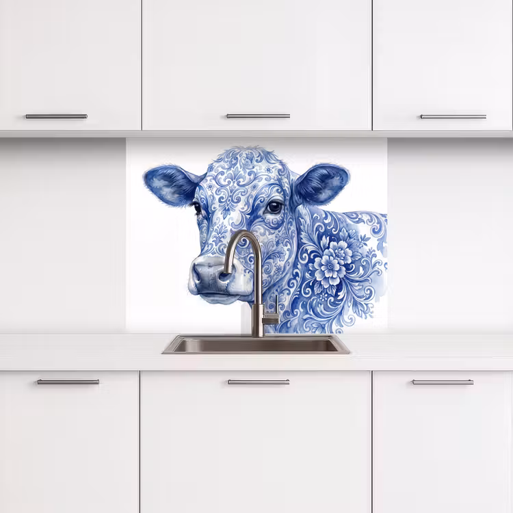 Revestimiento cocina - Ilustración - Vaca - Azul — 3