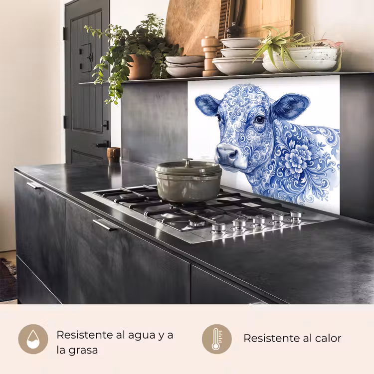Revestimiento cocina - Ilustración - Vaca - Azul — 4