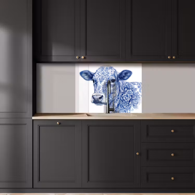 Revestimiento cocina - Ilustración - Vaca - Azul — 5