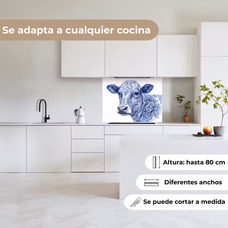 Revestimiento cocina - Ilustración - Vaca - Azul — 6