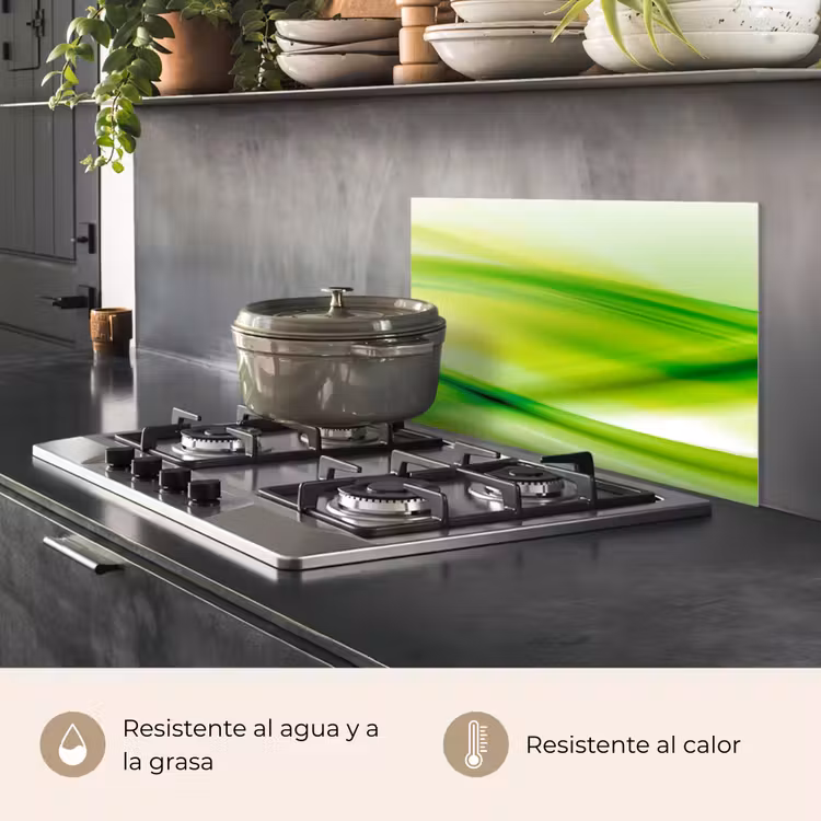 Salpicaderos de cocina - Olas - Abstracto - Verde — 2