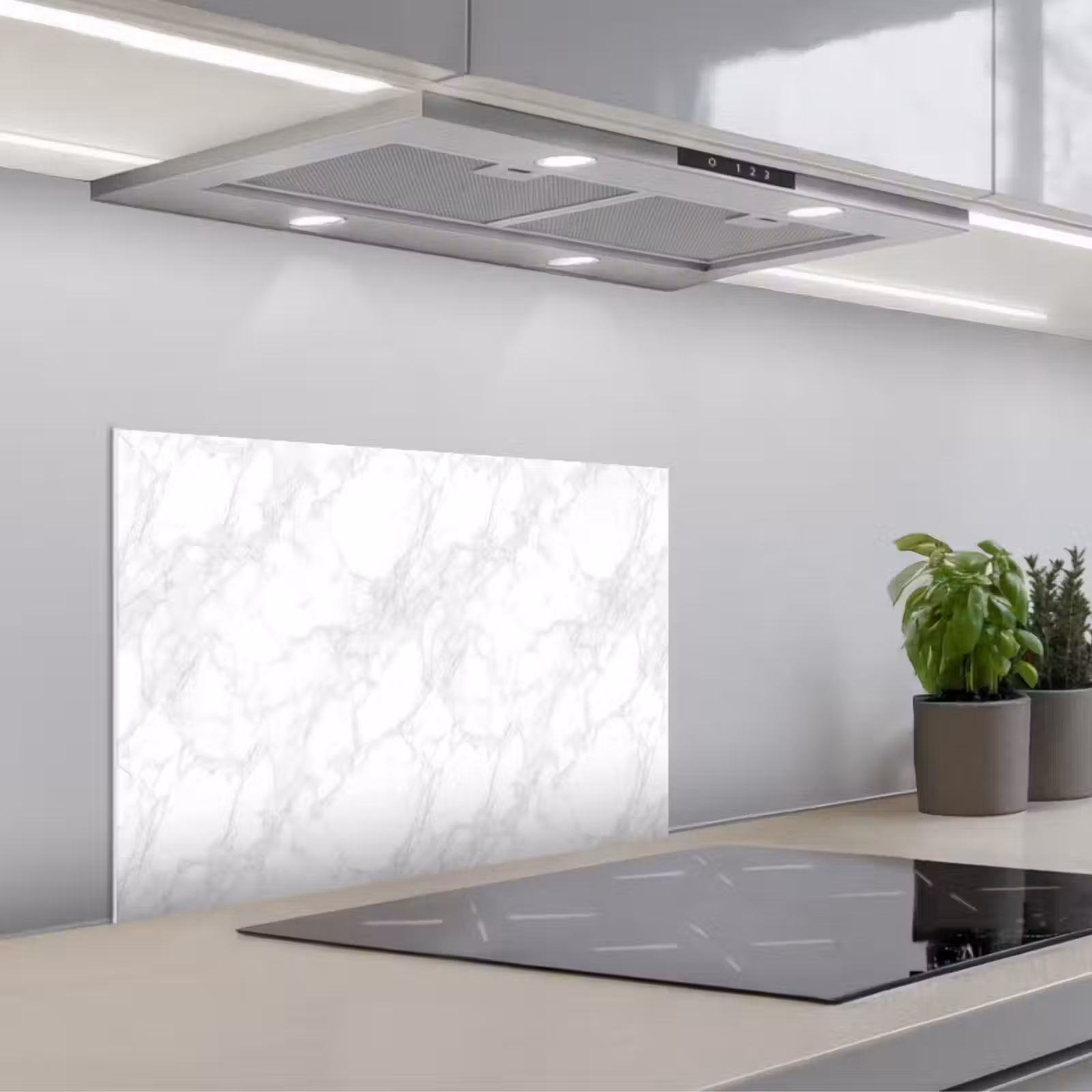 Salpicaderos de cocina - Minimalista - Blanco - Vetas grises — 1