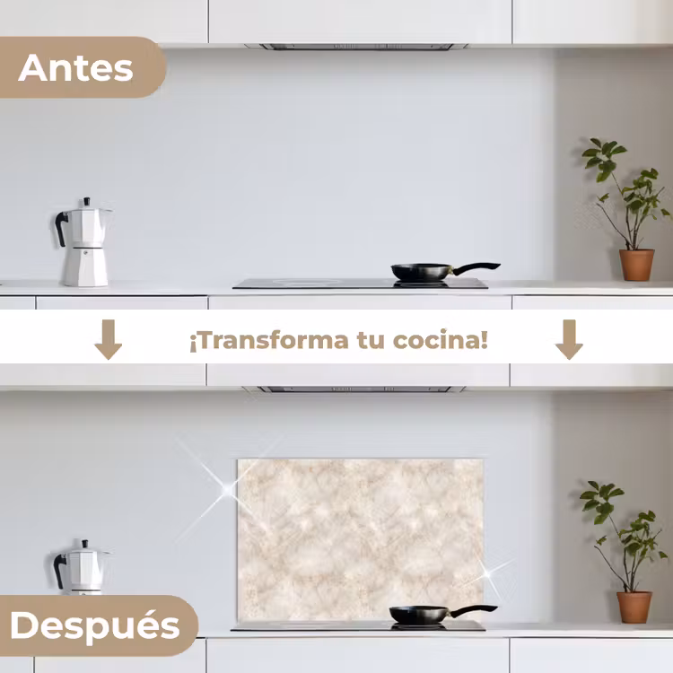Salpicaderos de cocina - Beige claro - Vetas marrón dorado - Mármol — 7